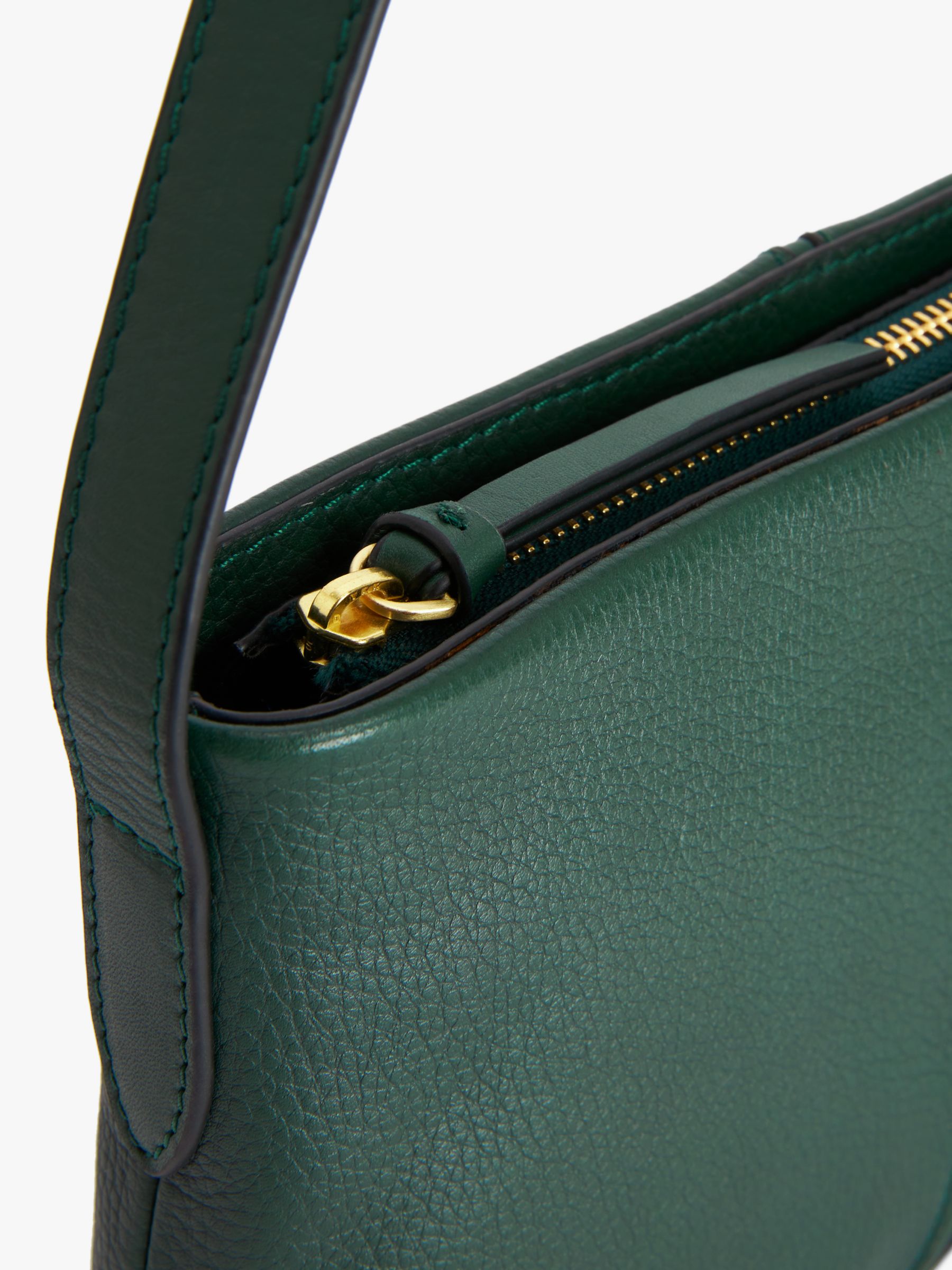 John Lewis Panelled Leather Cross Body Bag, Green at John Lewis & Partners