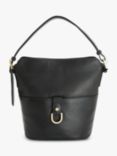 John Lewis Leather Adjustable Shoulder Bag, Black Leather