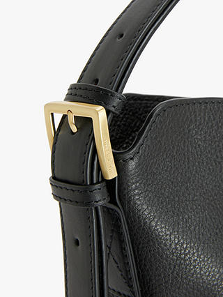 John Lewis Leather Adjustable Shoulder Bag, Black Leather