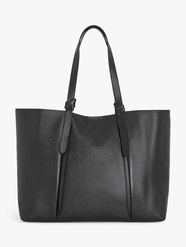 John Lewis Knot Handle Leather Tote Bag, Black