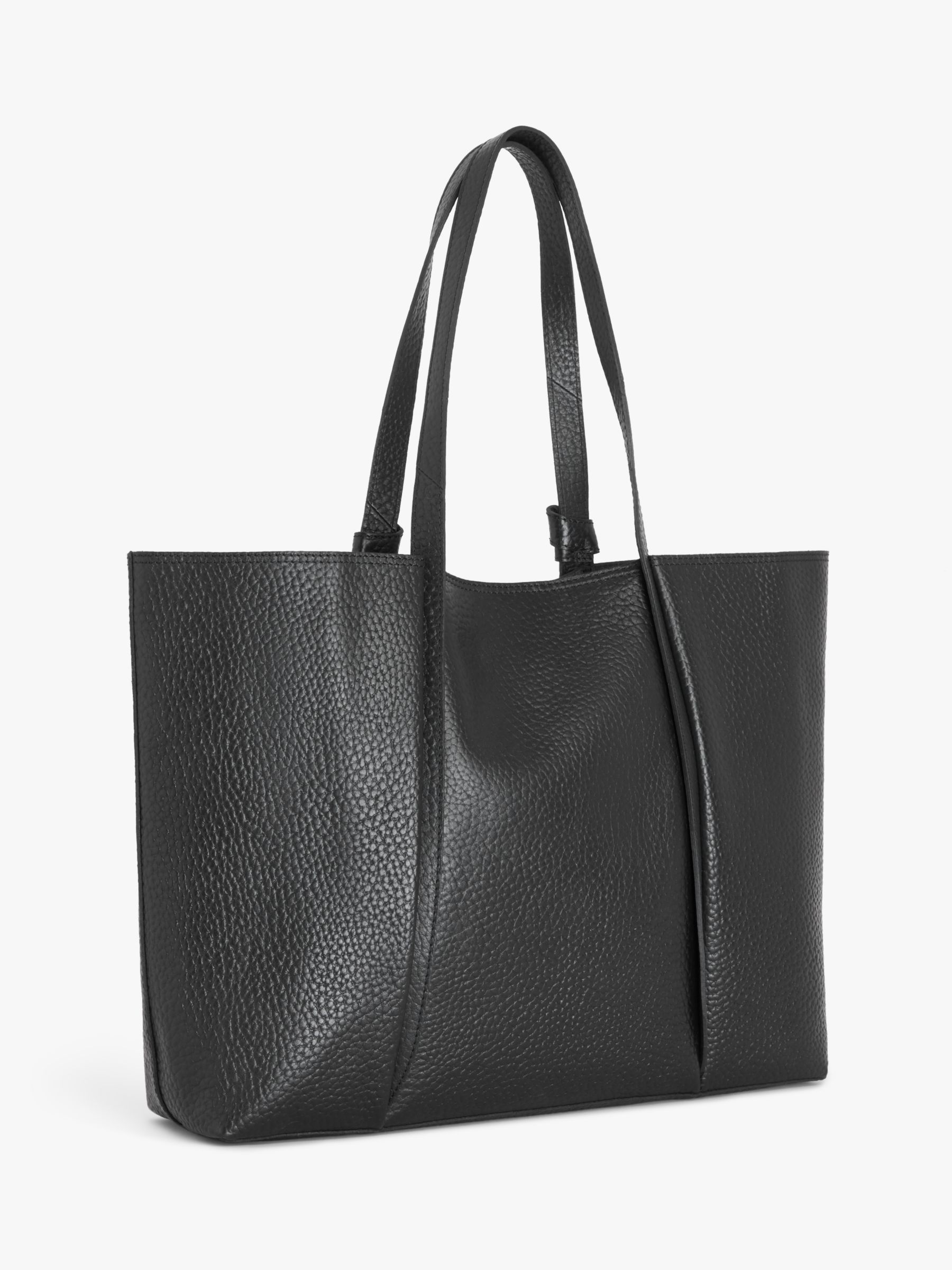 John Lewis Knot Handle Leather Tote Bag, Black at John Lewis & Partners