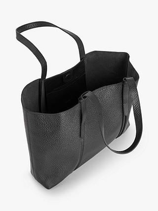 John Lewis Knot Handle Leather Tote Bag, Black