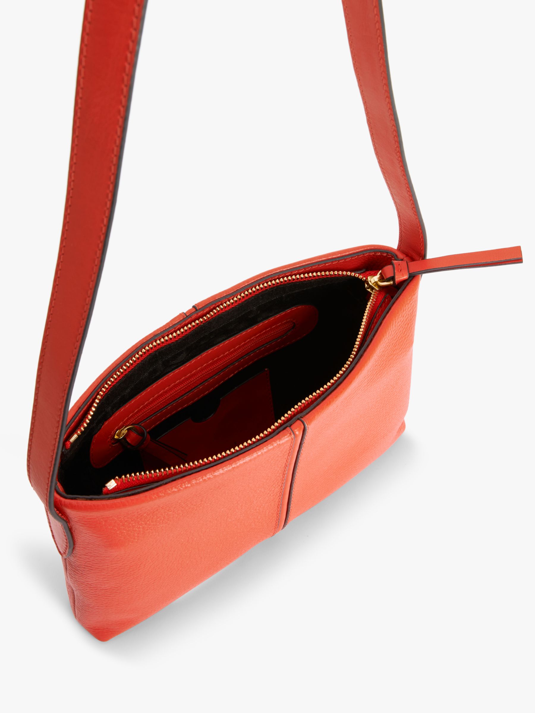 John Lewis Double Zip Cross Body Leather Camera Bag, Orange at John Lewis &  Partners