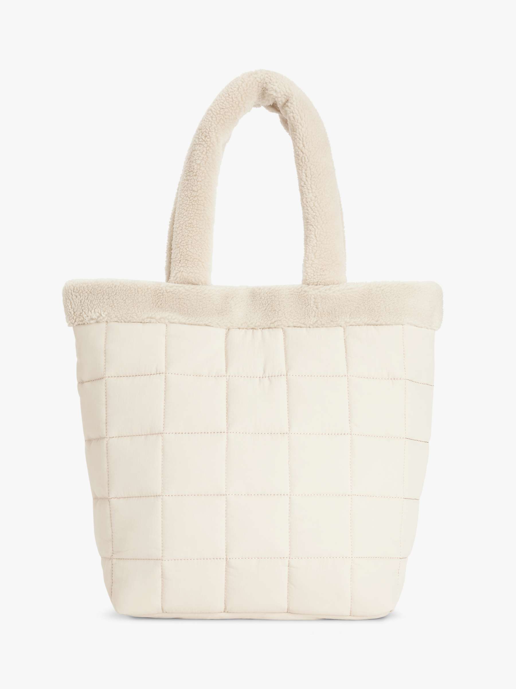 John Lewis ANYDAY Quilted Borg Tote Bag, Off White at John Lewis & Partners