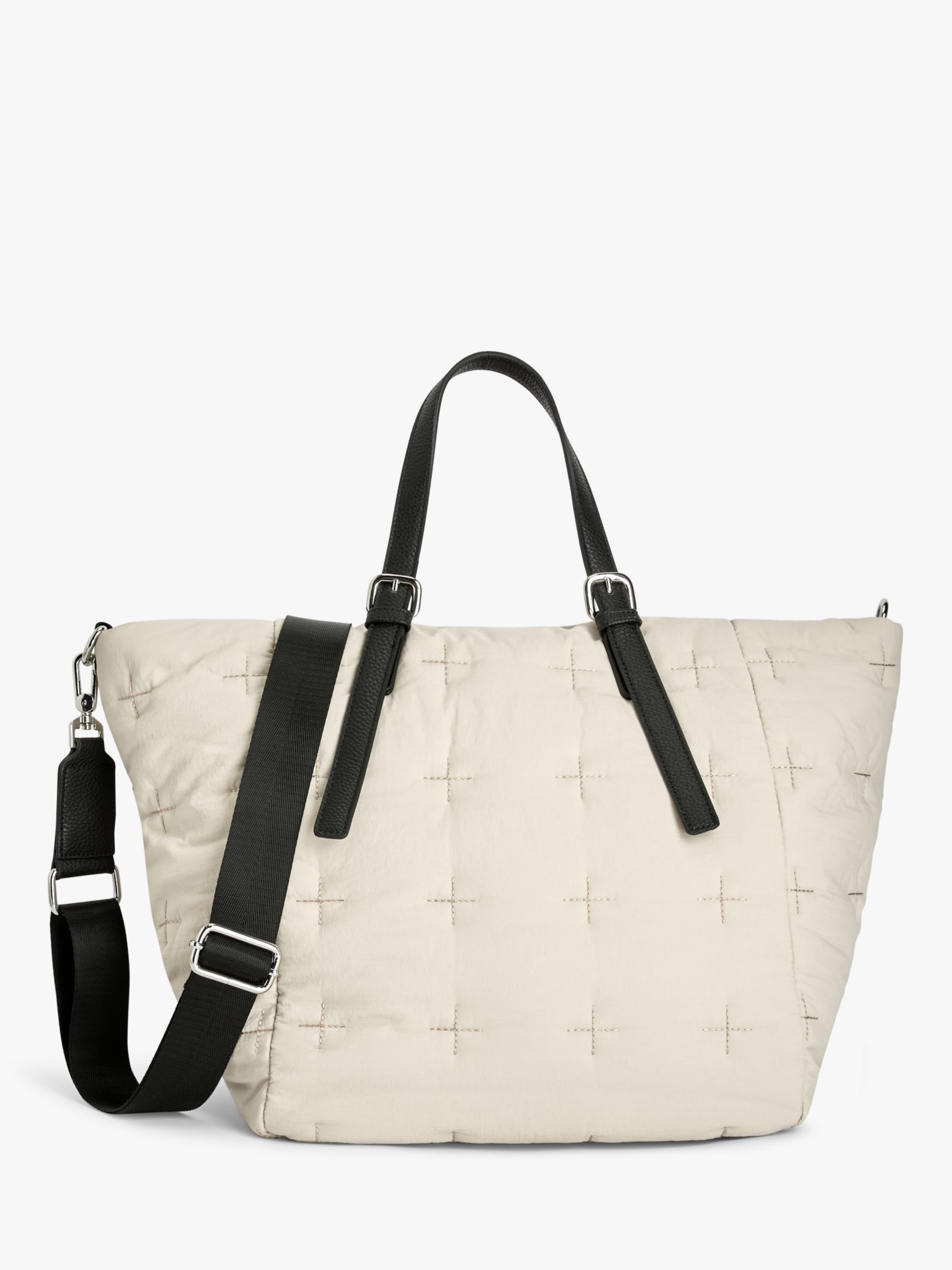 John Lewis ANYDAY Quilted Puffy Tote Bag, Off White at John Lewis & Partners