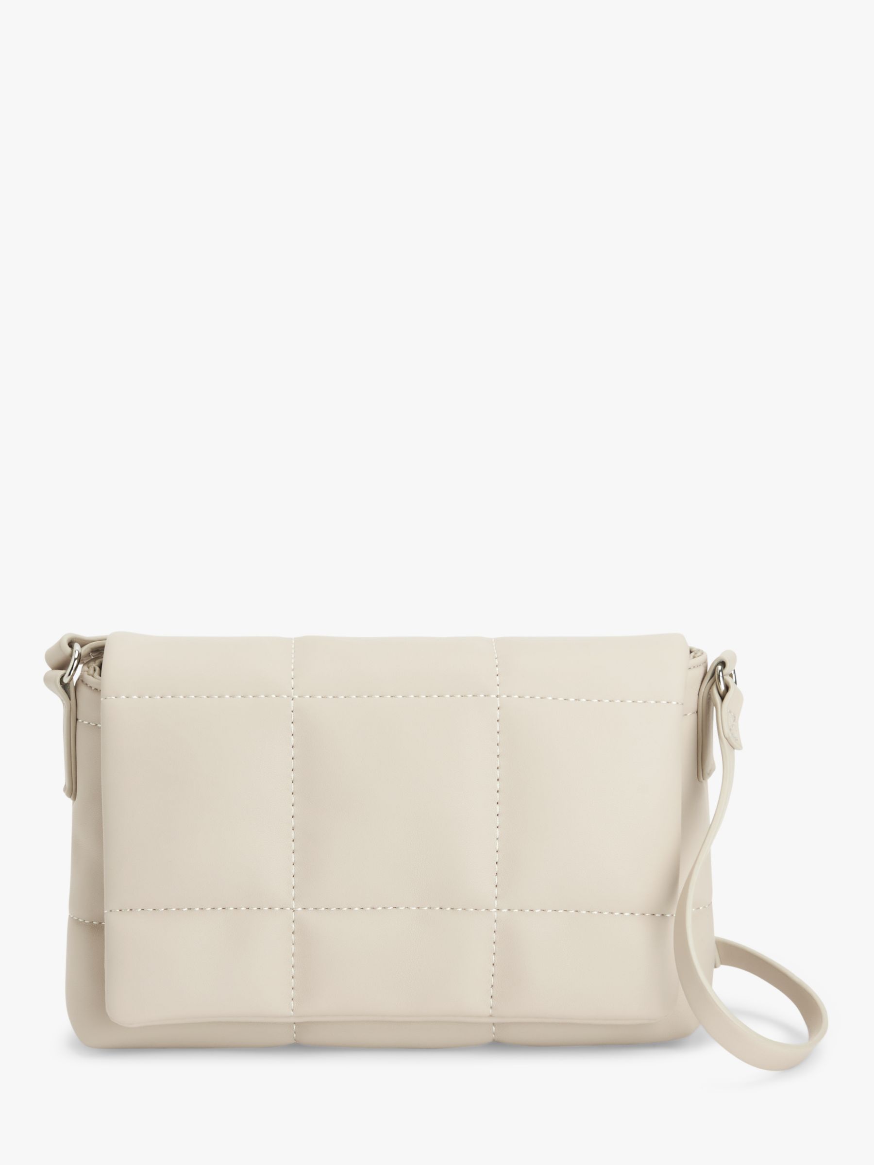 John Lewis ANYDAY Quilted Small Flap Over Cross Body Bag, Bone