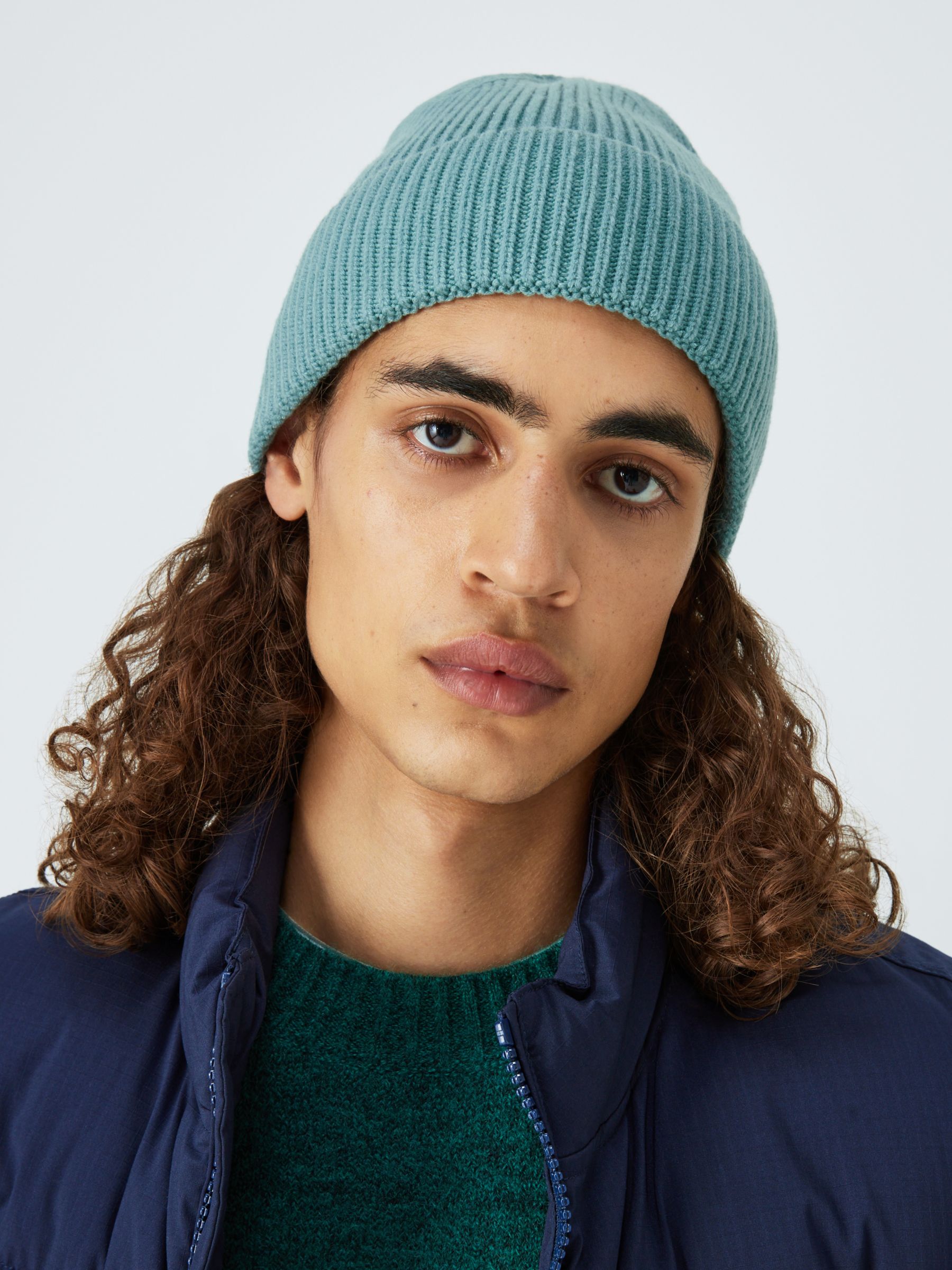 John Lewis ANYDAY Knitted Beanie, Dusty Turquoise at John Lewis & Partners