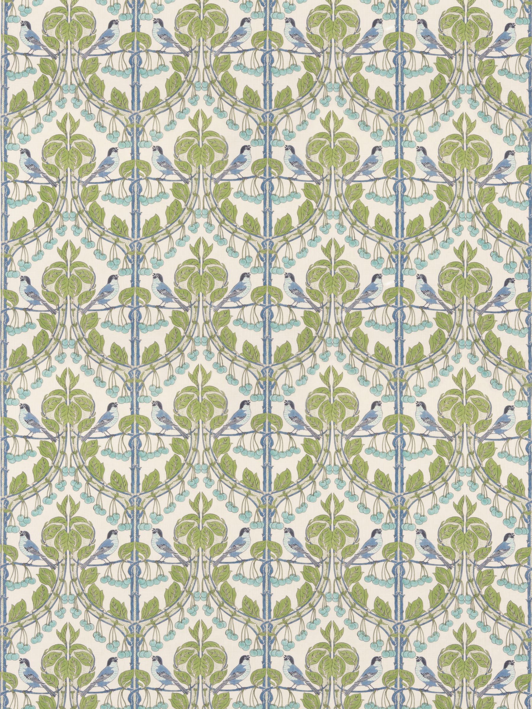 GP & J Baker Birds & Cherries Furnishing Fabric, Blue/Green