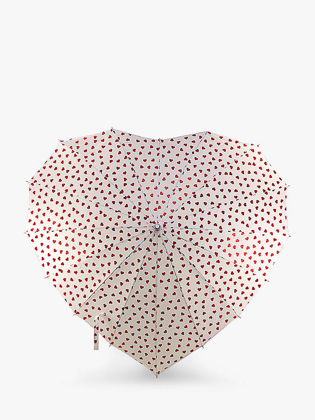 Fulton L909 Heart Shaped Umbrella, Red Hearts Water