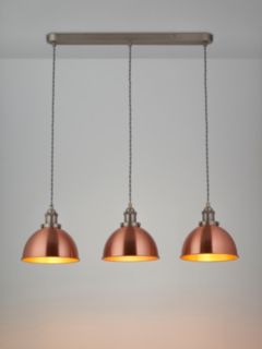 John Lewis Baldwin 3 Pendant Diner Ceiling Light, Brushed Copper