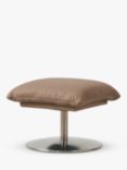 Halo Boss Leather Swivel Footstool, Steel Leg, Tipped Taupe