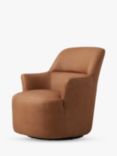 Halo Tuxedo Leather Swivel Chair, Hand Tipped Camel