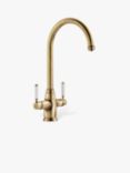 Pronteau by Abode ProTrad Swan 3-In-1 Instant Steaming Hot Water 2 Lever Kitchen Tap, Antique Brass