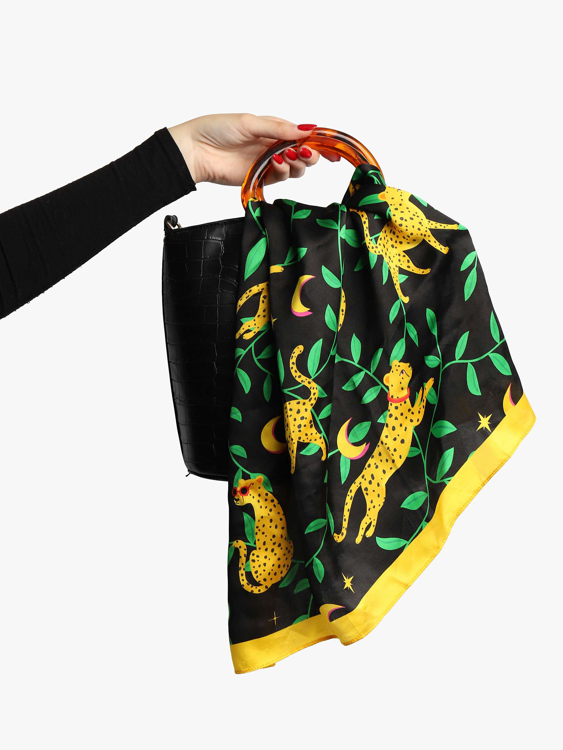 Buy Tache Crafts Leopards Silk Scarf, Black/Multi Online at johnlewis.com