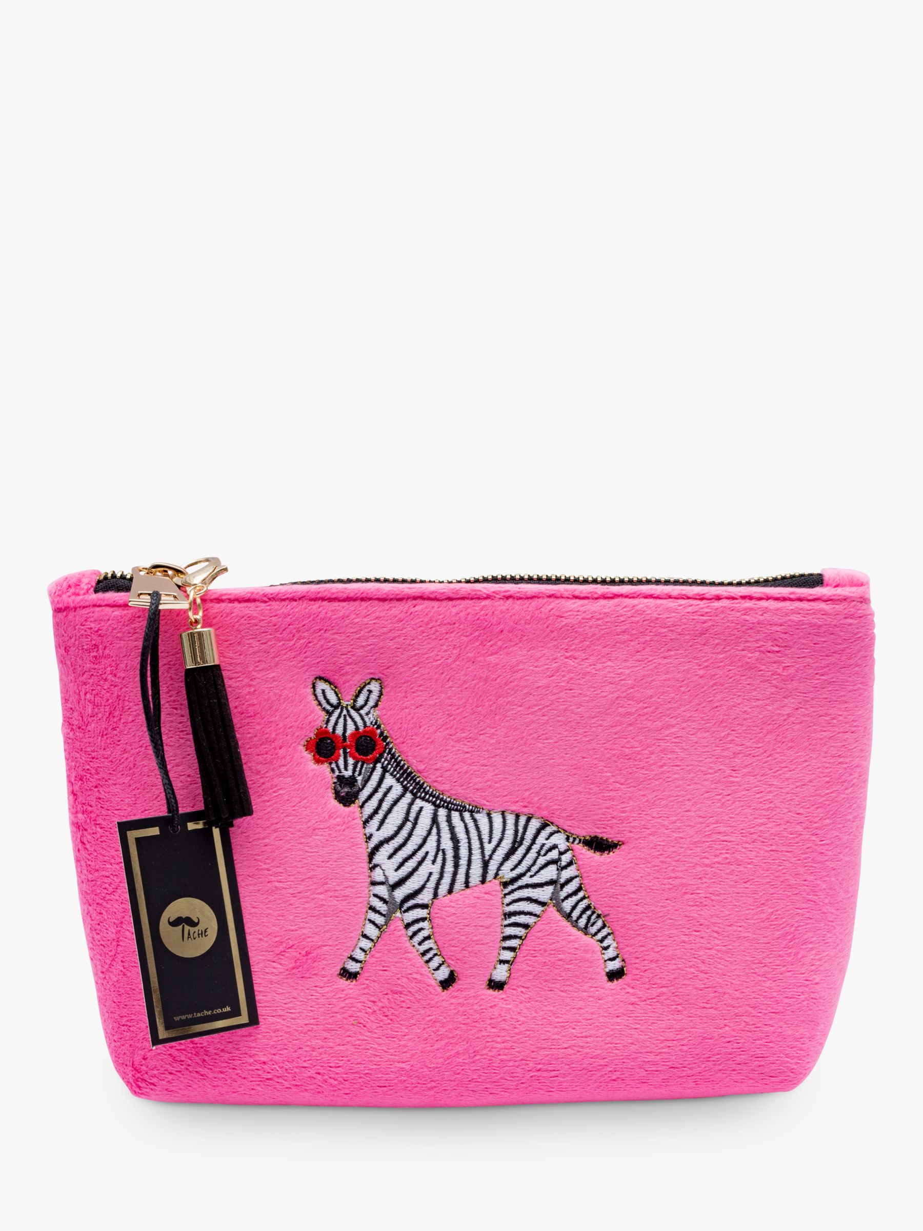 Tache Crafts Zebra Velvet Washbag, Pink 1