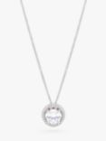 Jon Richard Rhodium Plated Cubic Zirconia Halo Pendant Necklace, Silver