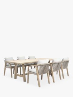 KETTLER Cora 6-Seater Garden Dining Table & Chairs Set, FSC-Certified (Acacia Wood), Natural