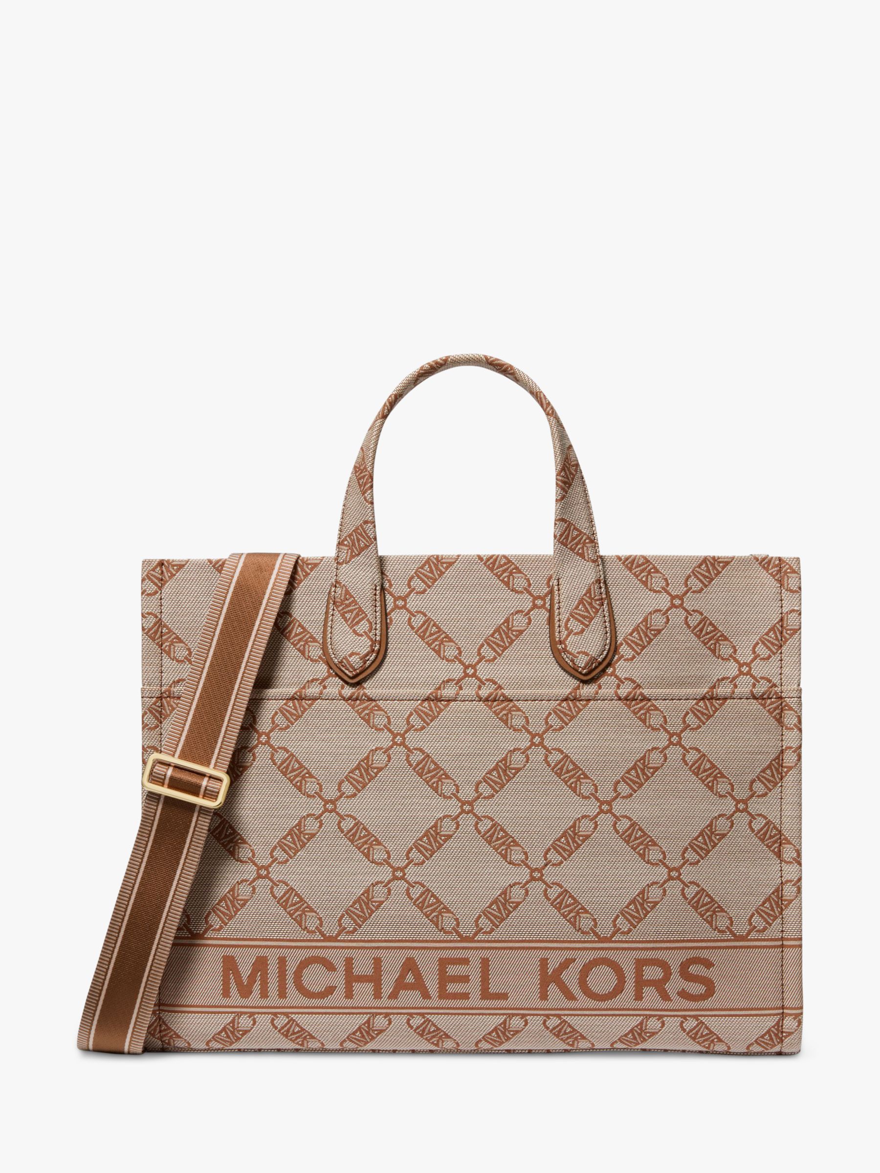 Michael Kors Gigi Large Empire Logo Jacquard Tote Bag, Neutral/Luggage ...