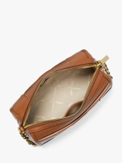 Michael Kors Ginny Small Woven Leather Barell Crossbody Bag, Luggage