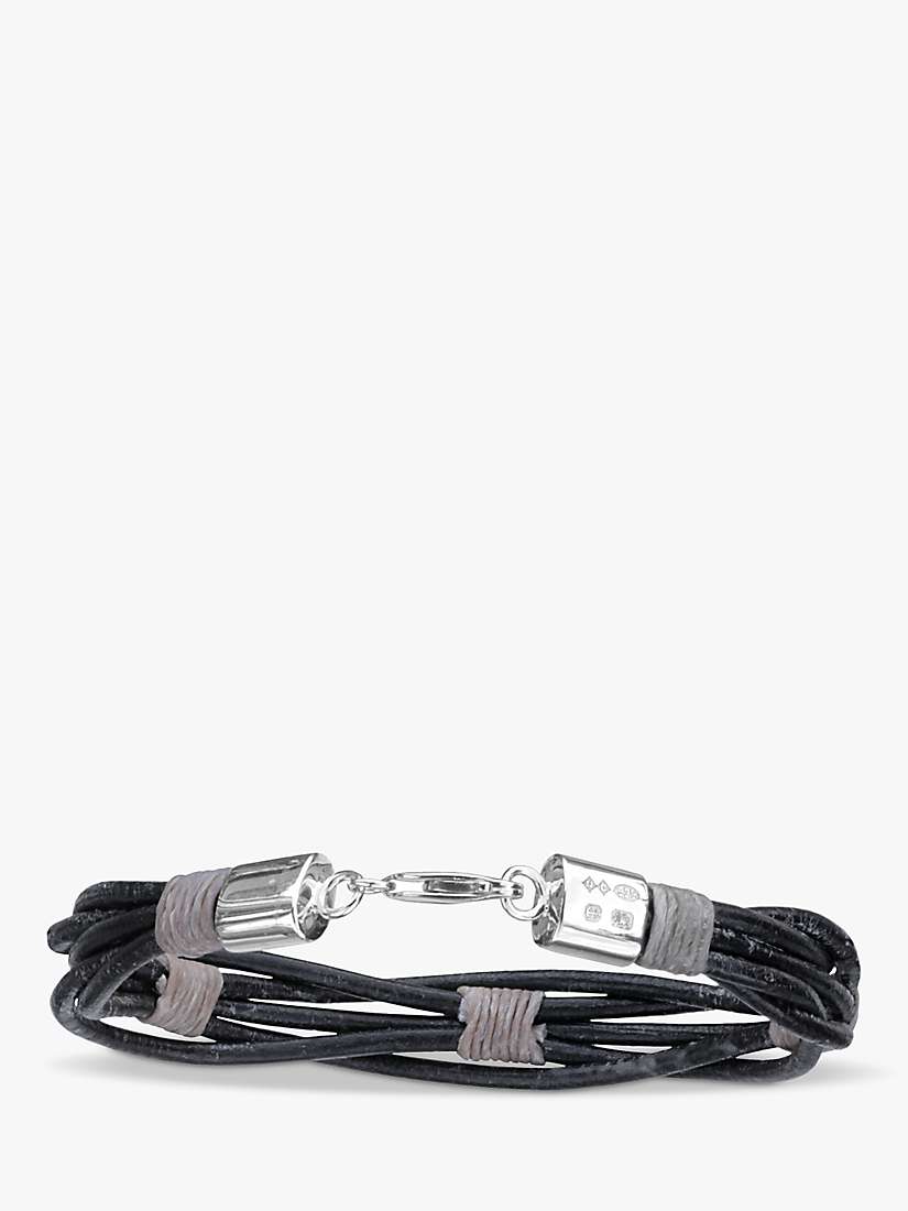 Buy Nina B Men's Sterling Silver & Leather Bracelet, Silver/Multi Online at johnlewis.com