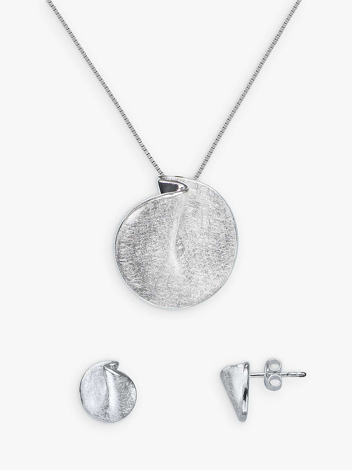 Buy Nina B Folded Circle Pendant Necklace & Stud Earrings Jewellery Set, Silver Online at johnlewis.com