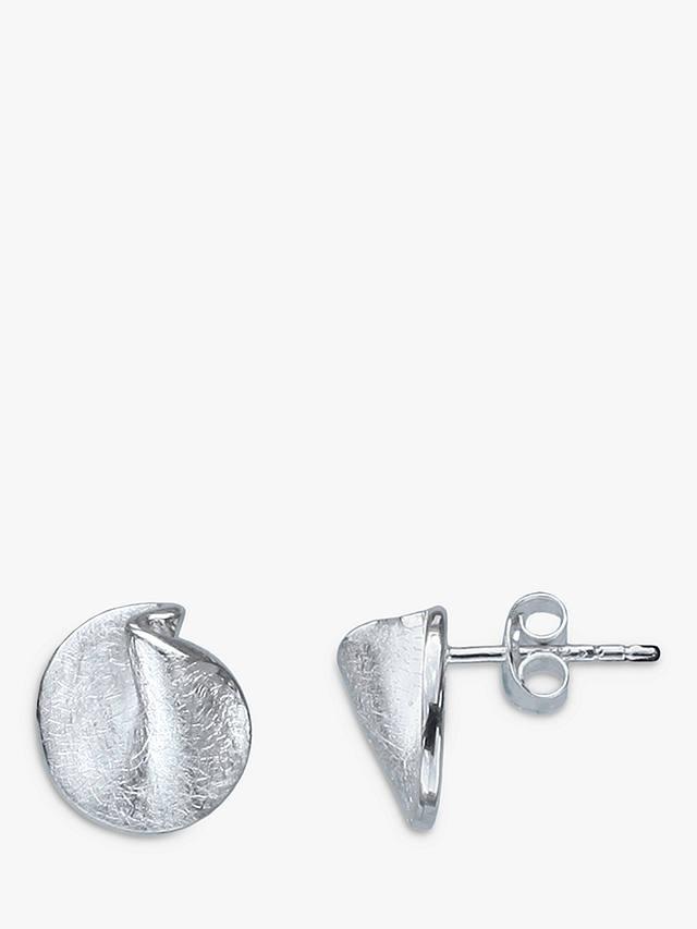 Nina B Folded Circle Pendant Necklace & Stud Earrings Jewellery Set, Silver