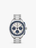 Bulova 98K112 Men's Archive Series Lunar Pilot Chronograph Bracelet Strap Watch, Silver/Blue