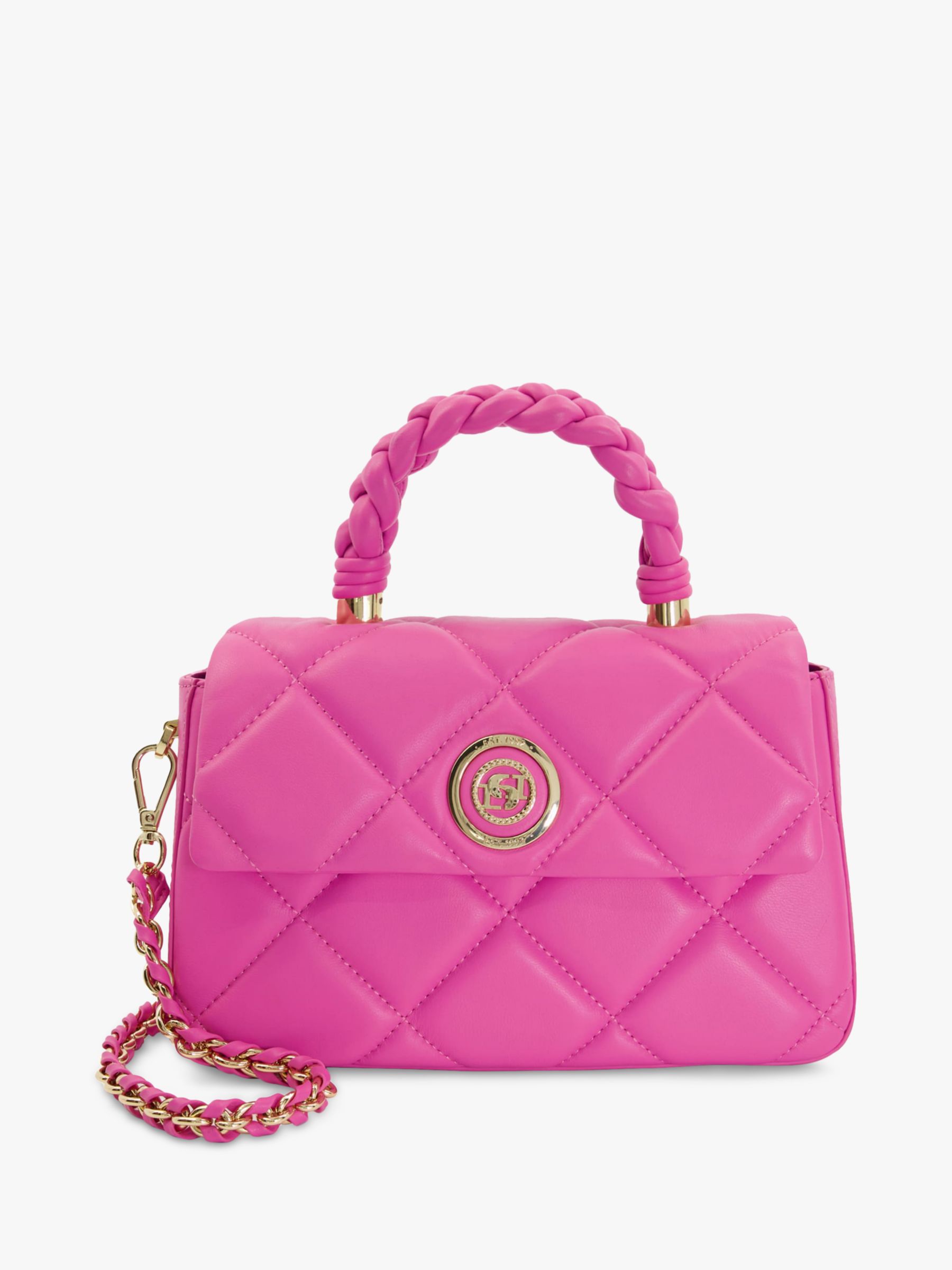 Dune Duchess Leather Grab Bag, Fuchsia at John Lewis & Partners