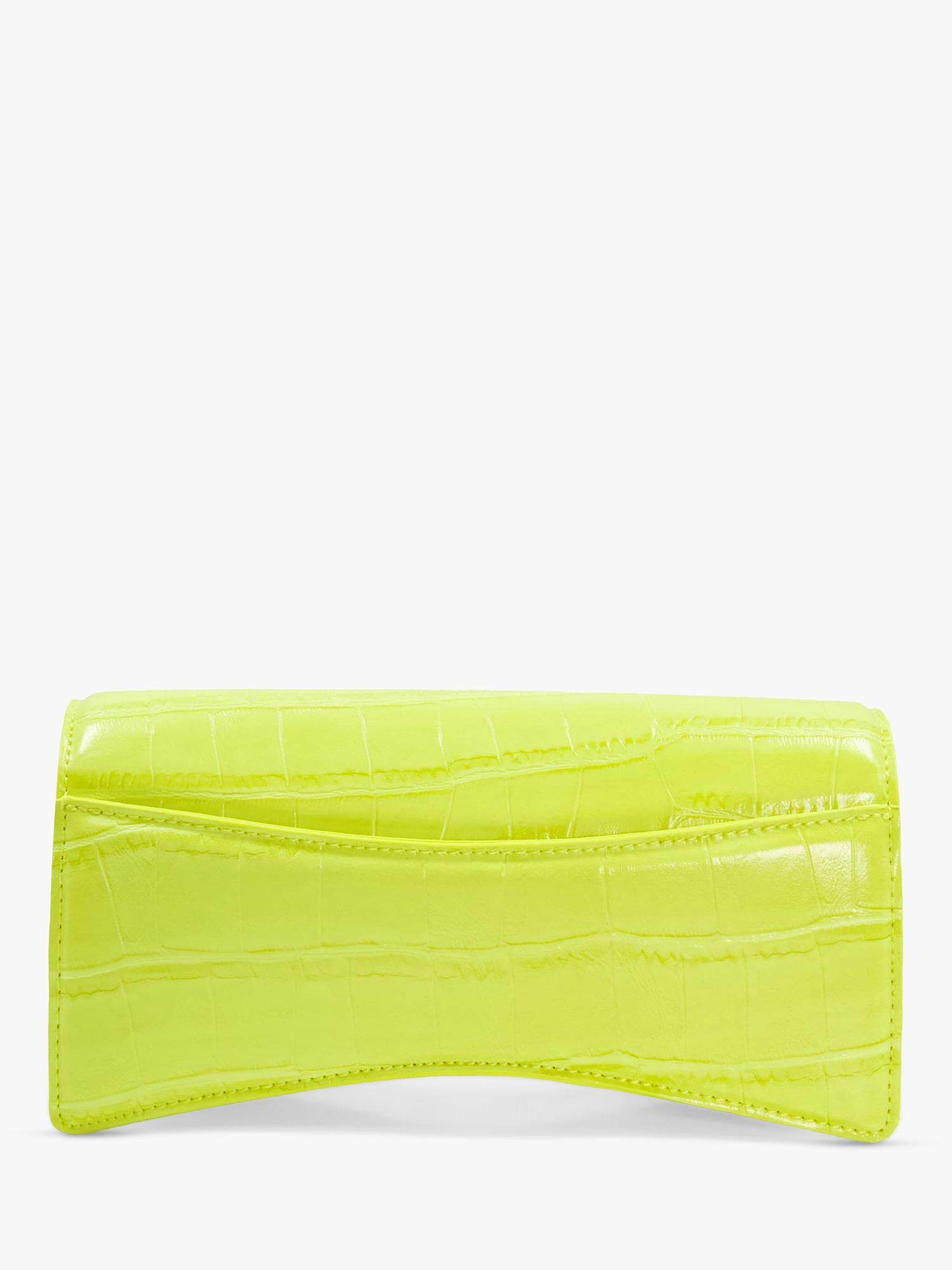 Dune Dooley Croc Effect Curved Base Shoulder Bag, Lime