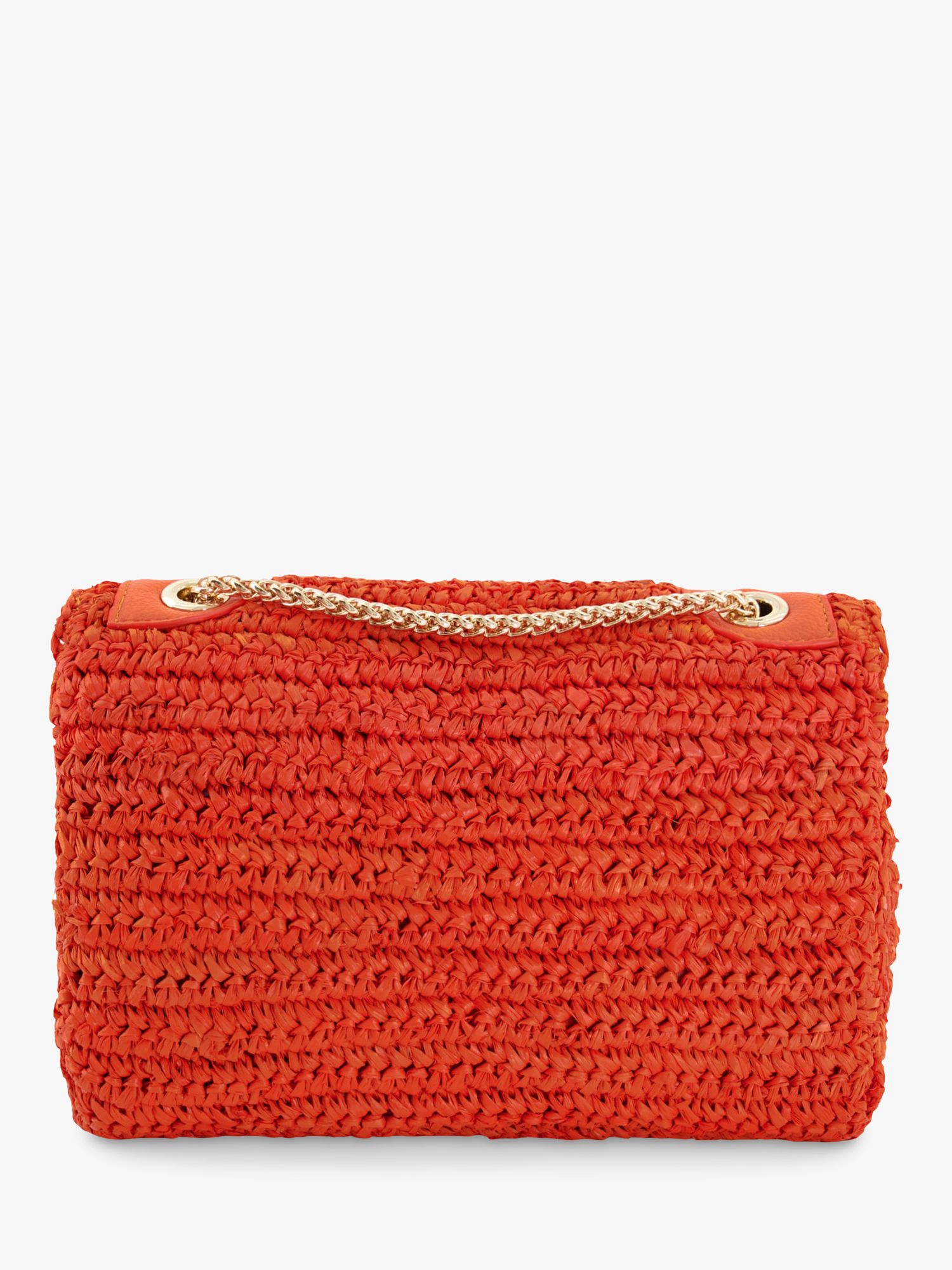 Dune Dorchesters Raffia Clutch Bag, Orange at John Lewis & Partners