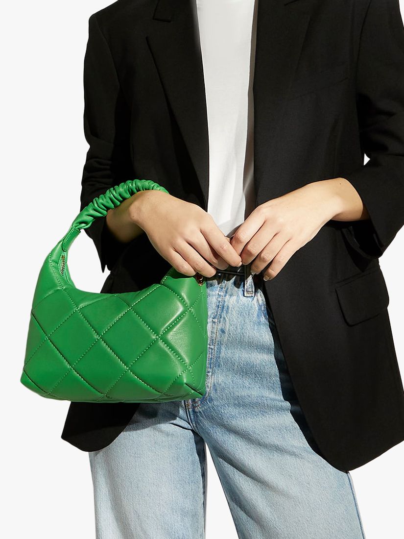 Dune Duchess H Quilted Ruched Shoulder Bag, Green-leather at John Lewis ...