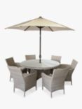 LG Outdoor Monaco 6-Seat Round Garden Dining Table & Armchairs Set with Parasol