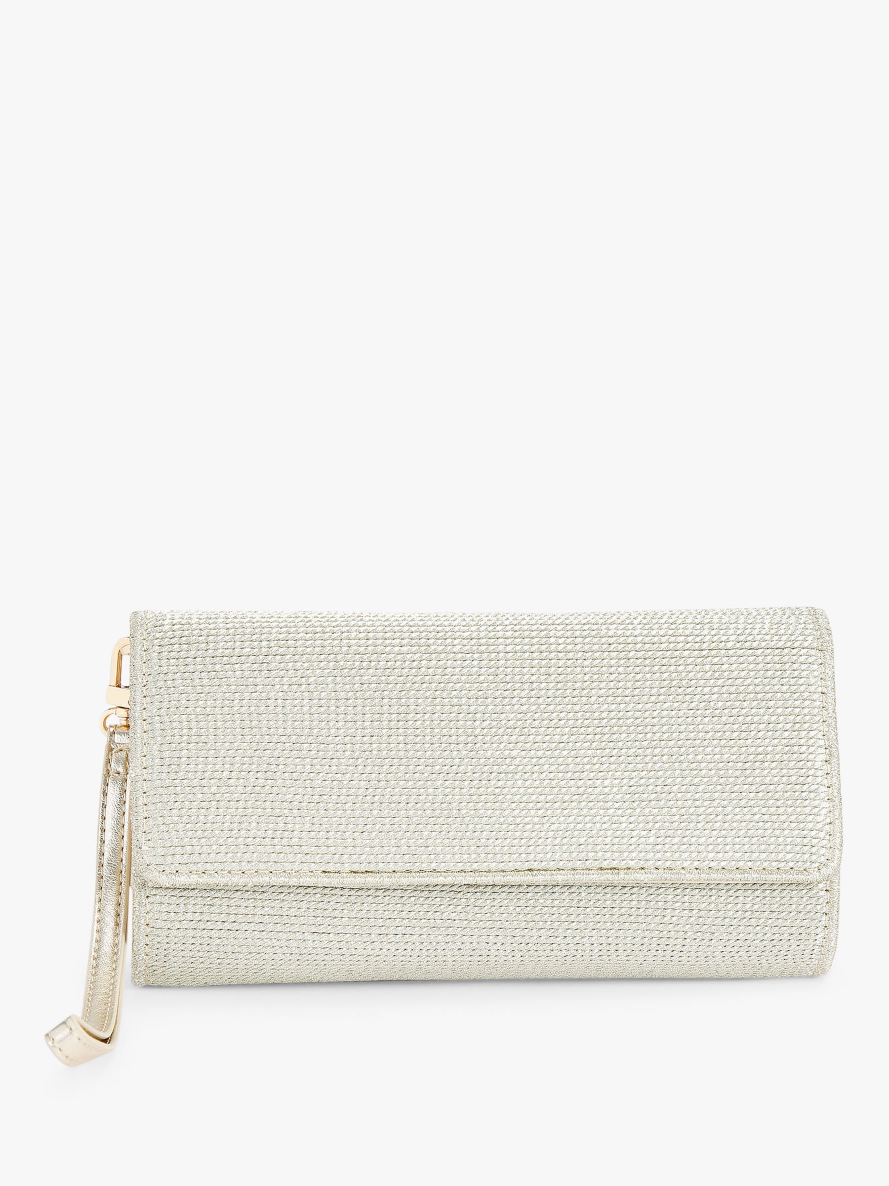 Carvela gold shop clutch bag