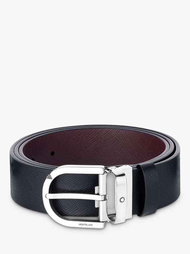 Montblanc Horseshoe Buckle Reversible Leather Belt, One Size, Black ...