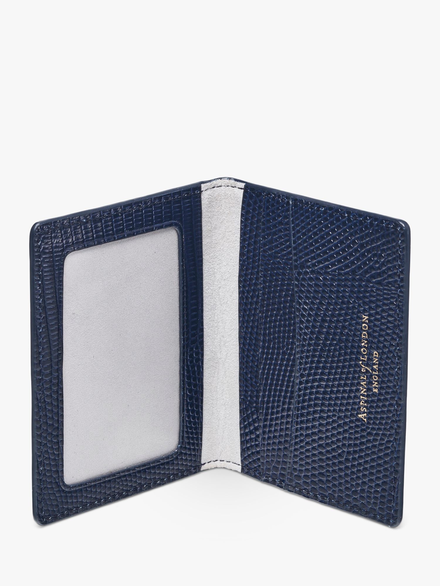 Aspinal of London Lizard Leather ID & Travel Card Case, Midnight Blue