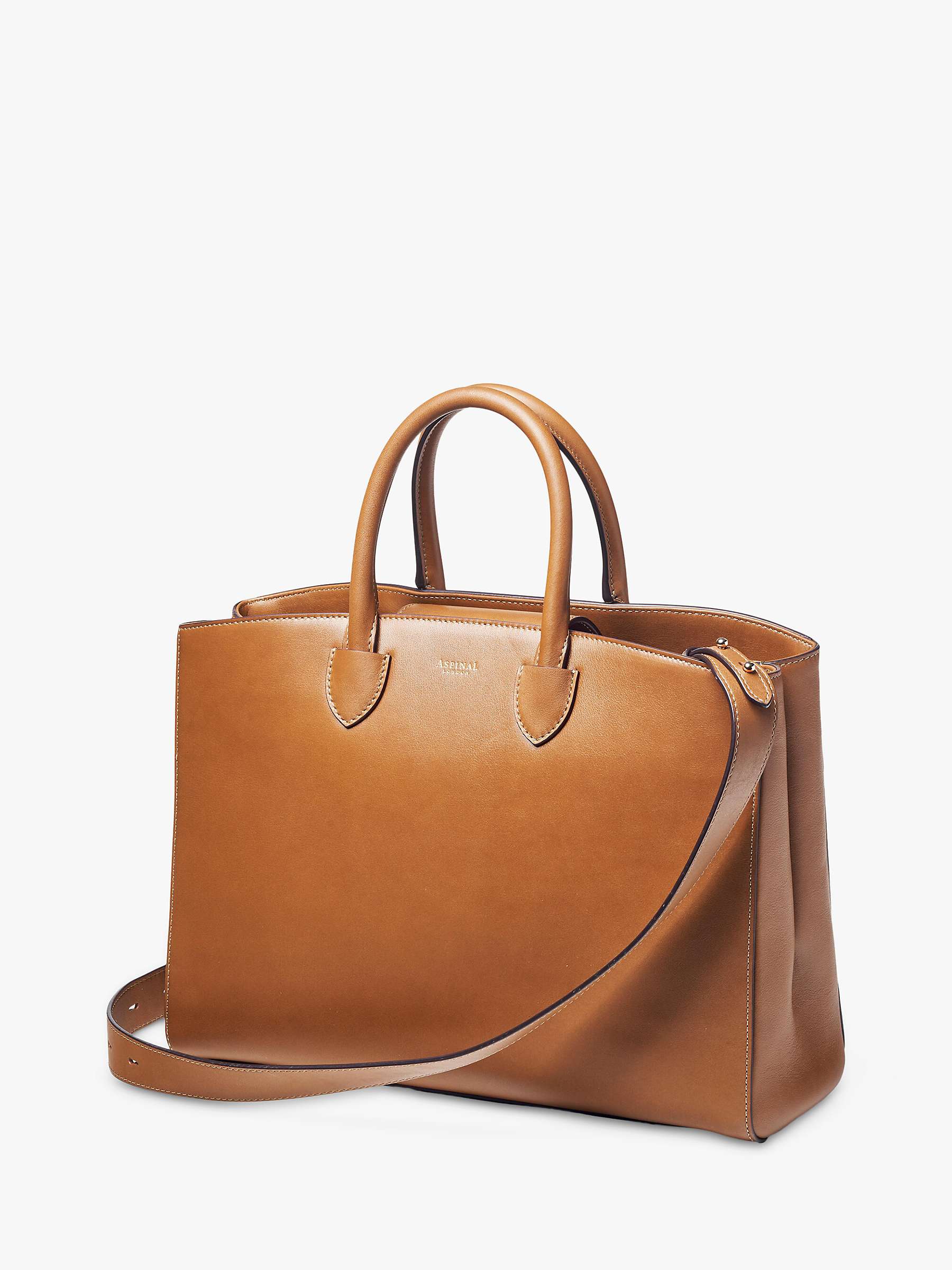 Buy Aspinal of London Madison Smooth Leather Tote Handbag, Tan Online at johnlewis.com