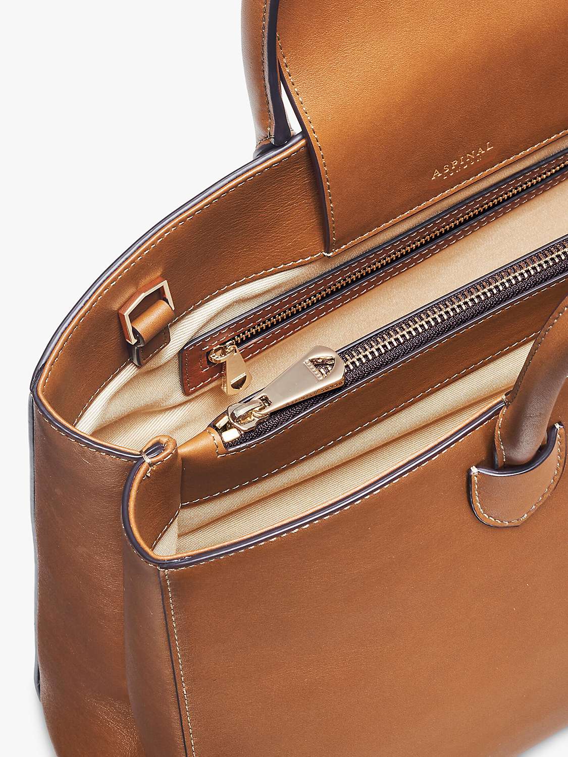 Buy Aspinal of London Madison Smooth Leather Tote Handbag, Tan Online at johnlewis.com