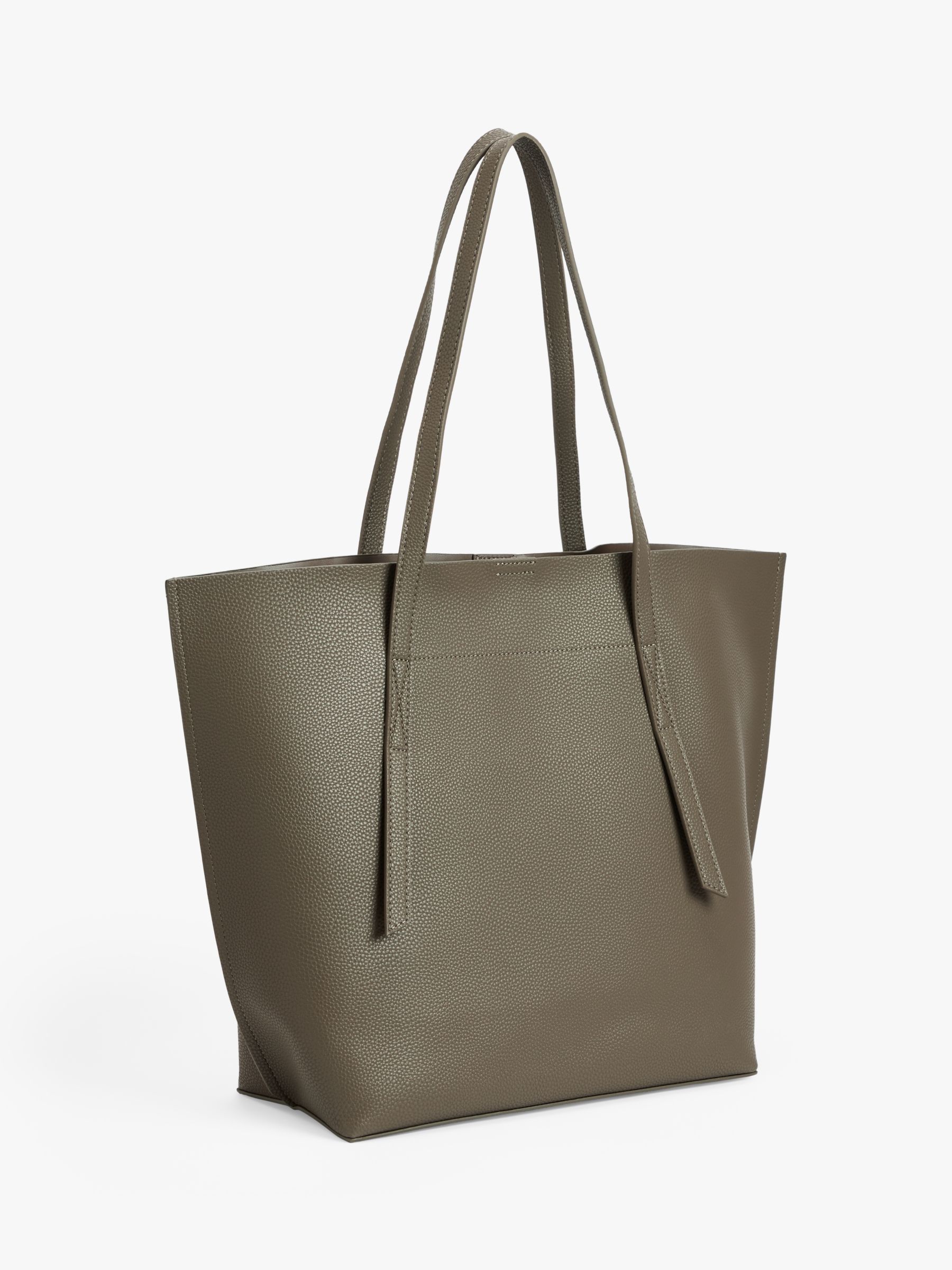 John Lewis ANYDAY Sia East/West Minimal Tote Bag, Khaki Green at John ...