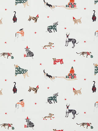 John Lewis Xmas Dogs & Cats PVC Tablecloth Fabric, Multi