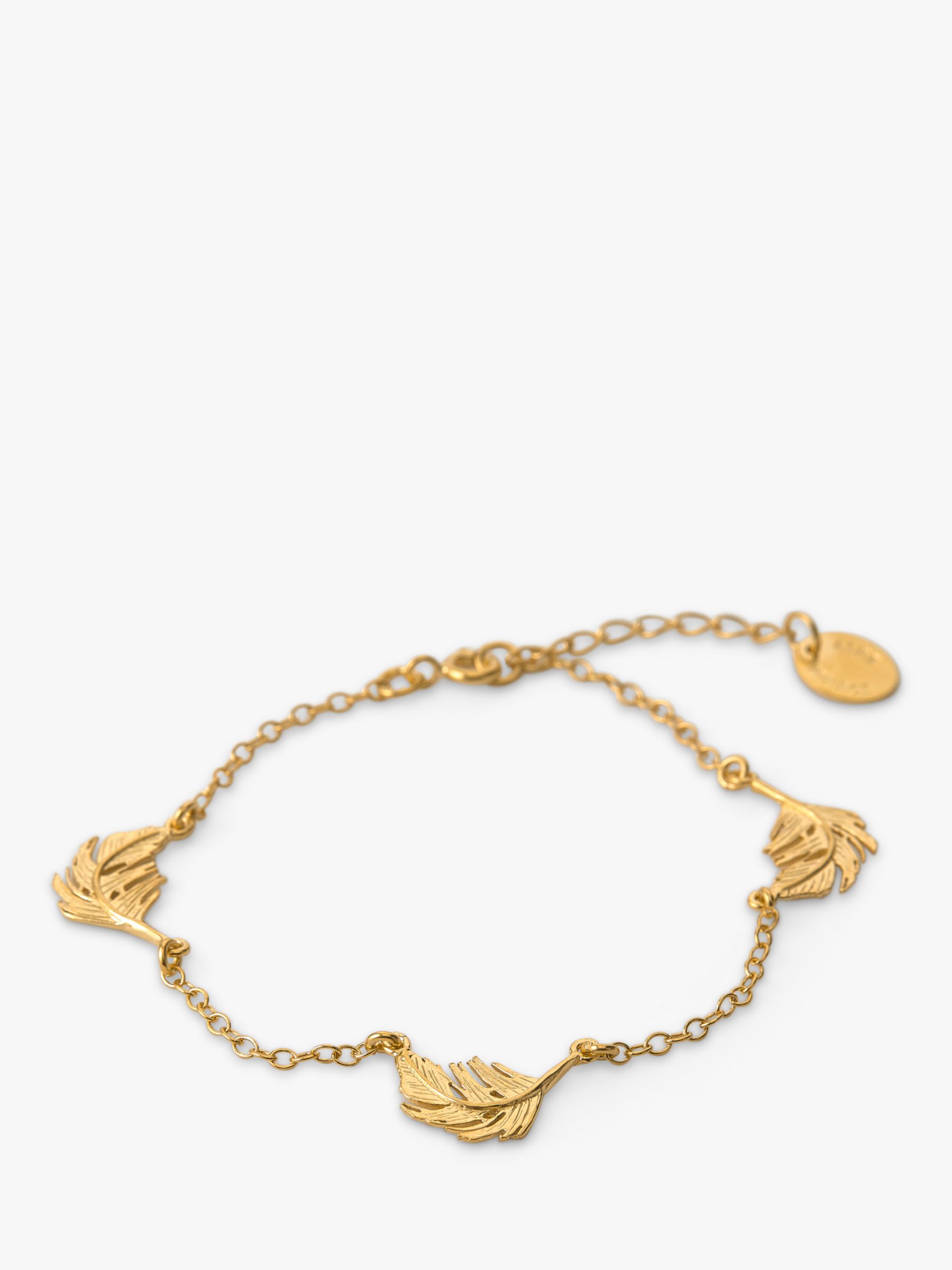 Alex Monroe Feather Chain Bracelet, Gold at John Lewis & Partners