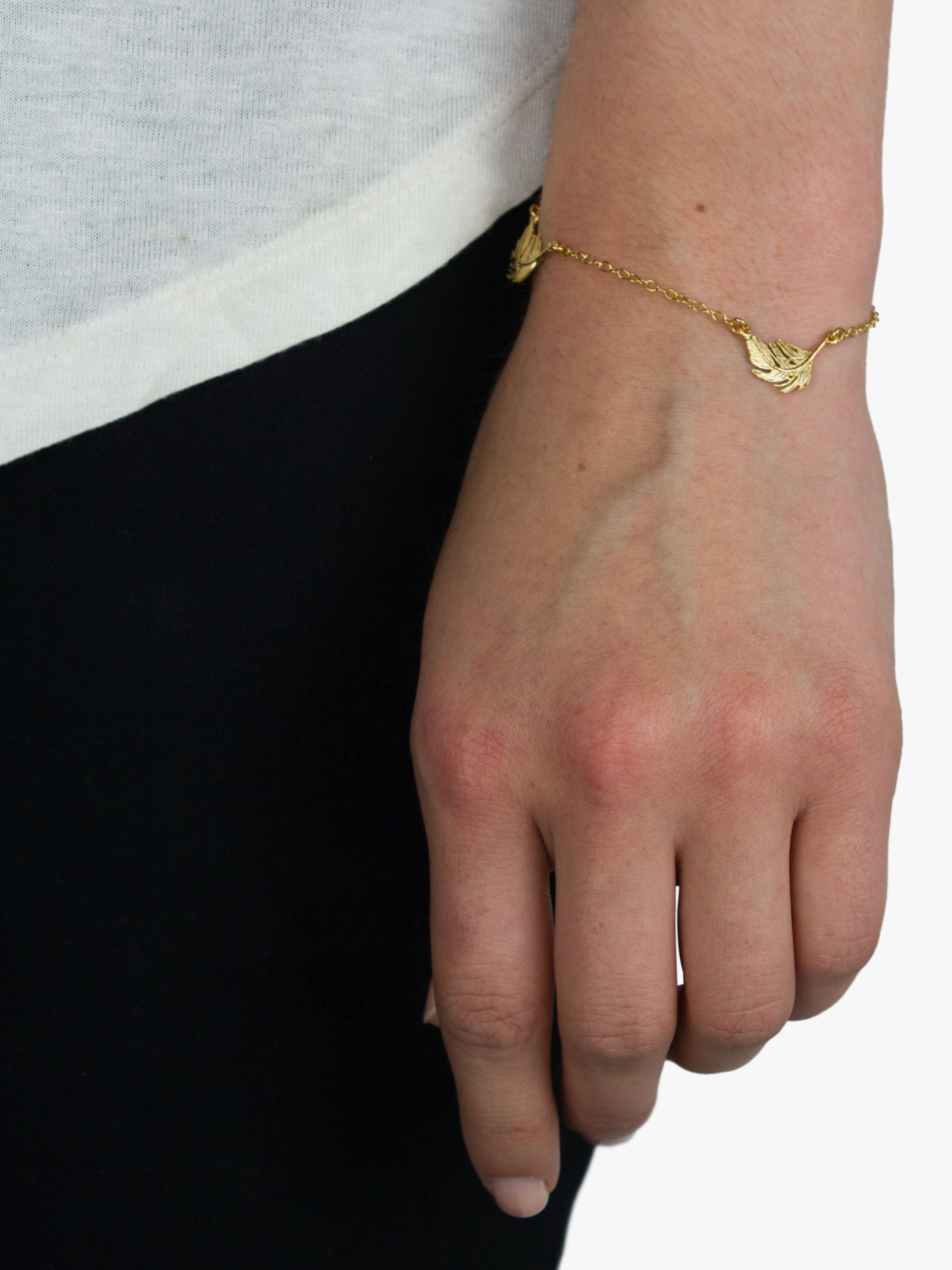 Alex Monroe Feather Chain Bracelet, Gold at John Lewis & Partners