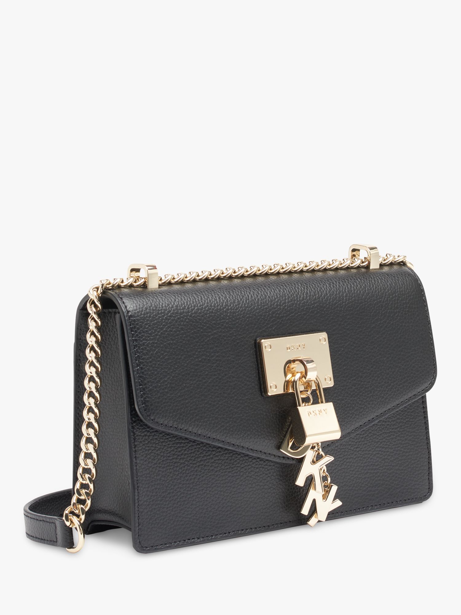 Dkny Elissa Leather Shoulder Bag In Black / Gold