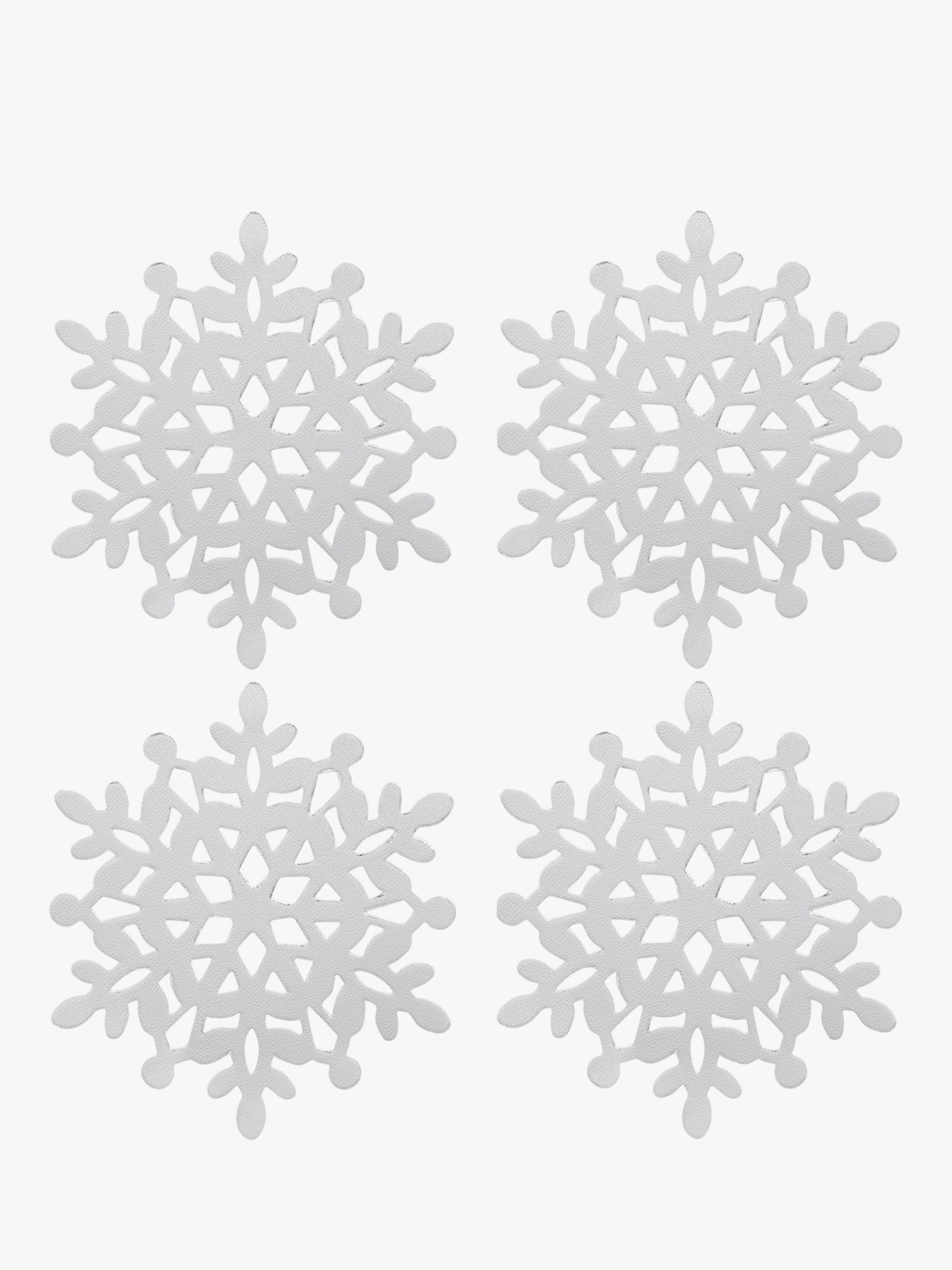 John Lewis Cut-Out Snowflake PVC Coasters, Set of 4, Silver