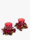 John Lewis Christmas Cranberries Votive Candle Holders, Set of 2, Red/Multi