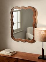 John Lewis Wiggle Wood Frame Wall Mirror, 75 x 60cm, Walnut Finish