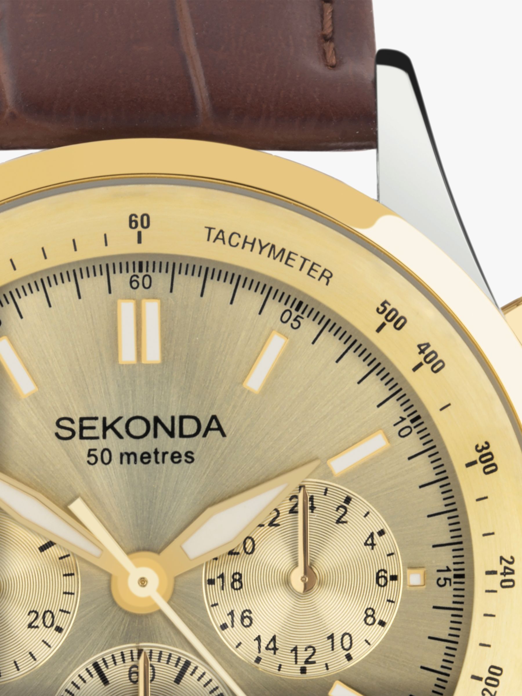 Buy Sekonda 30110 Men's Chronograph Leather Strap Watch, Brown Online at johnlewis.com