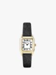 Sekonda 40557 Women's Square Roman Numeral Leather Strap Watch, Black