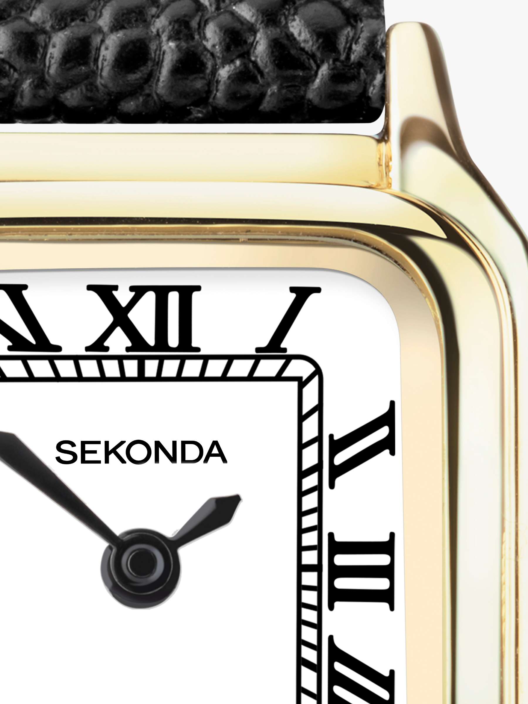 Buy Sekonda 40557 Women's Square Roman Numeral Leather Strap Watch, Black Online at johnlewis.com