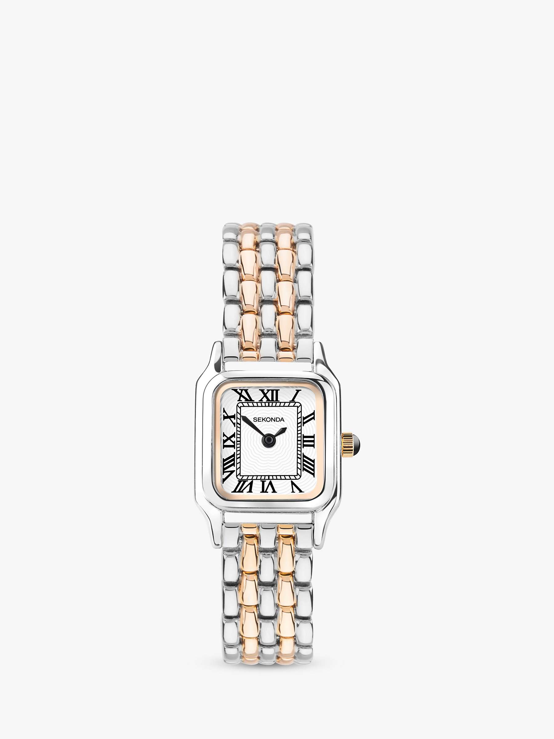 Buy Sekonda 40555 Women's Square Roman Numeral Bracelet Strap Watch, Silver/Rose Gold Online at johnlewis.com