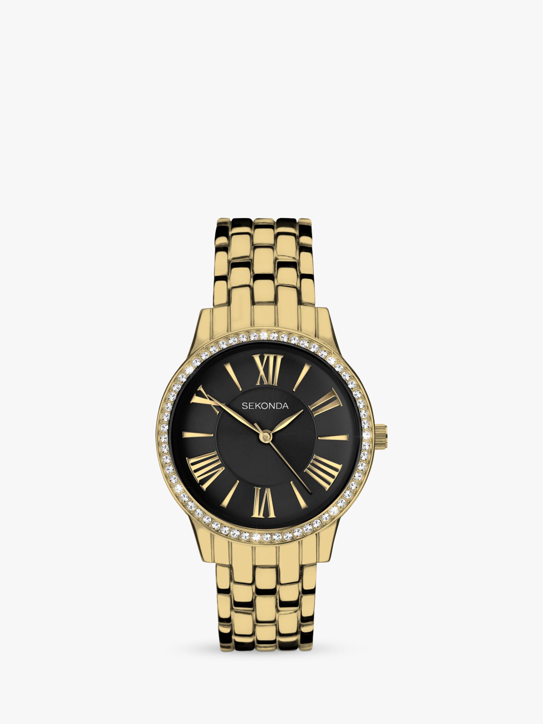 Sekonda 40561 Women's Crystal Bezel Bracelet Strap Watch, Gold at John ...